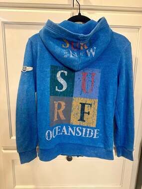 Butter Super Soft women’s Surf Oceanside Graphic Zip-Up Hoodie Blue Size M